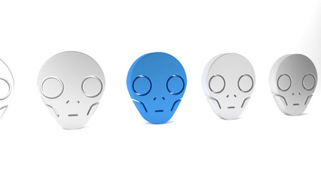 Blue Alien icon isolated on white background. Extraterrestrial alien face or head symbol. Minimalism...