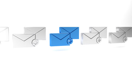 Blue Envelope icon isolated on white background. Received message concept. New, email incoming...