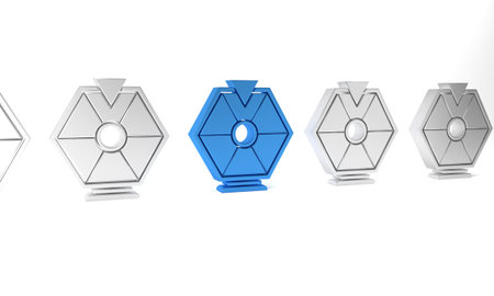 Blue Lucky wheel icon isolated on white background. Minimalism concept. 3D render illustration.