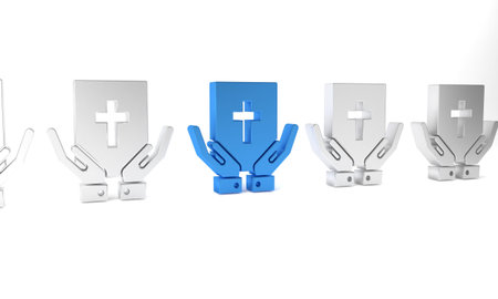 Blue Oath on the Holy Bible icon isolated on white background. The procedure in court. Truth and...