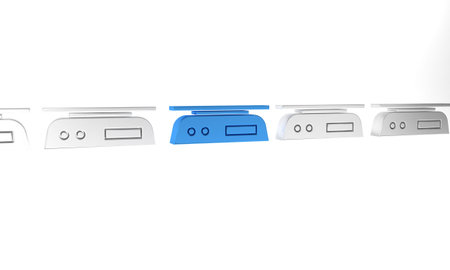 Blue Electronic scales icon isolated on white background. Weight measure equipment. Minimalism...