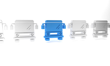 Blue Bus icon isolated on white background. Transportation concept. Bus tour transport sign. Tourism or public vehicle symbol. Minimalism concept. 3D render illustration.の写真素材