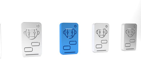 Blue Bot icon isolated on white background. Robot icon. Minimalism concept. 3D render illustration.