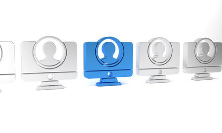 Blue Create account screen icon isolated on white background. Minimalism concept. 3D render illustration.の写真素材