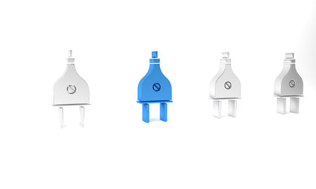 Blue Electric plug icon isolated on white background. Concept of connection and disconnection of the...