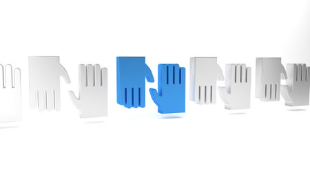 Blue Rubber gloves icon isolated on white background. Latex hand protection sign. Housework cleaning...