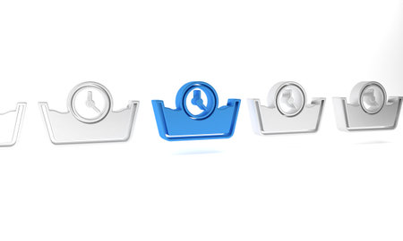 Blue Time wash icon isolated on white background. Temperature wash. Minimalism concept. 3D render illustration.の写真素材