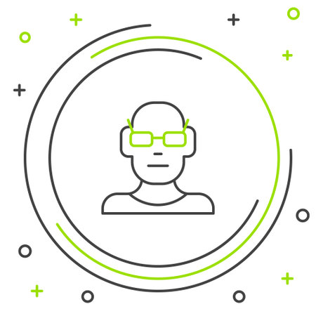 Line Poor eyesight and corrected vision with optical glasses icon isolated on white background. Colorful outline concept. Vector.のイラスト素材