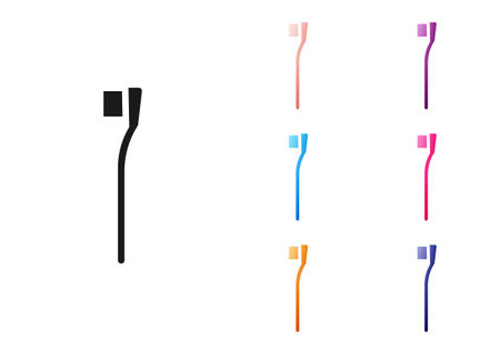 Black Toothbrush icon isolated on white background. Set icons colorful. Vector Illustration.のイラスト素材