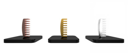 Colorful Hairbrush icon isolated on white background. Comb hair sign. Barber symbol. Minimalism concept. 3D render illustration.の写真素材