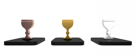 Colorful Wine glass icon isolated on white background. Wineglass icon. Goblet symbol. Glassware sign. Happy Easter. Minimalism concept. 3D render illustration.の写真素材