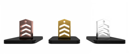 Colorful Chevron icon isolated on white background. Military badge sign. Minimalism concept. 3D...