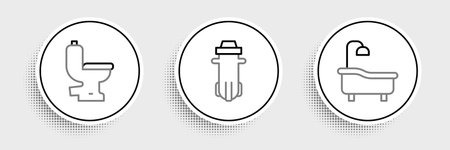Set line Bathtub Toilet bowl and Water filter icon. Vector.のイラスト素材