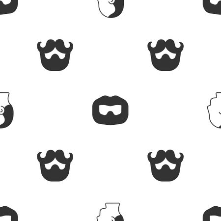 Set Baldness Mustache and beard and on seamless pattern. Vector.のイラスト素材