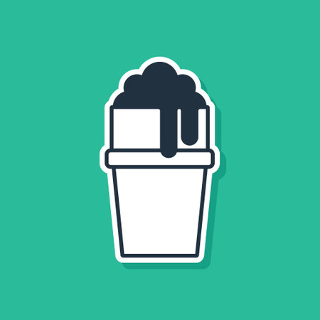 Blue Glass of beer icon isolated on green background. Vector.のイラスト素材