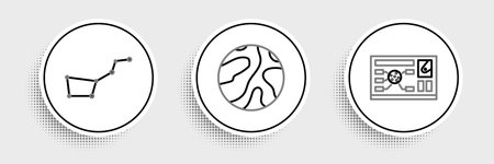 Set line Futuristic hud interface Great Bear constellation and Falling stars icon. Vector.