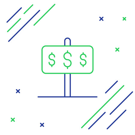 Line House with dollar symbol icon isolated on white background. Home and money. Real estate concept. Colorful outline concept. Vector.のイラスト素材