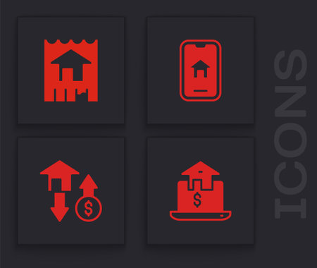Set Online real estate House and with dollar icon. Vector.のイラスト素材
