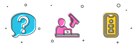 Set Speech bubble chat Crime news and Information icon. Vector.のイラスト素材
