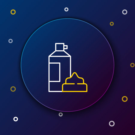 Line Whipped cream in an aerosol can icon isolated on blue background. Sweet dairy product. Milk product and sweet symbol. Colorful outline concept. Vector.のイラスト素材