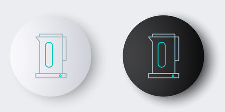 Line Kettle with handle icon isolated on gray background. Teapot icon. Colorful outline concept. Vector.のイラスト素材