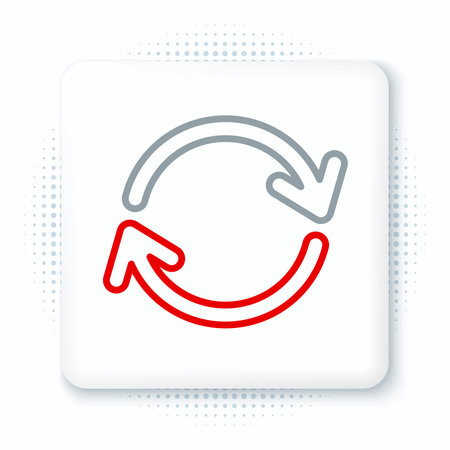 Line Refresh icon isolated on white background. Reload symbol. Rotation arrows in a circle sign. Colorful outline concept. Vector.のイラスト素材