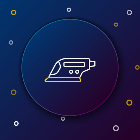 Line Electric iron icon isolated on blue background. Steam iron. Colorful outline concept. Vector.のイラスト素材
