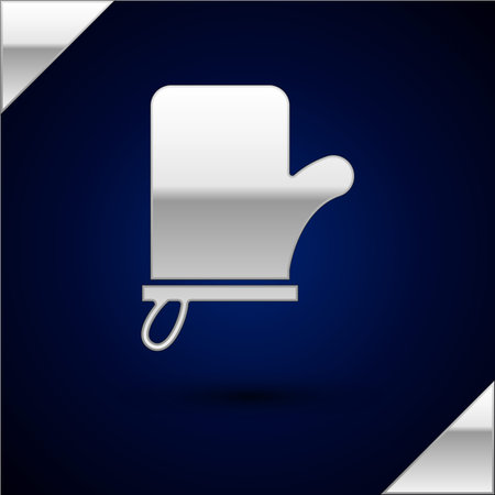 Silver Sauna mittens icon isolated on dark blue background. Mitten for spa. Vector.のイラスト素材