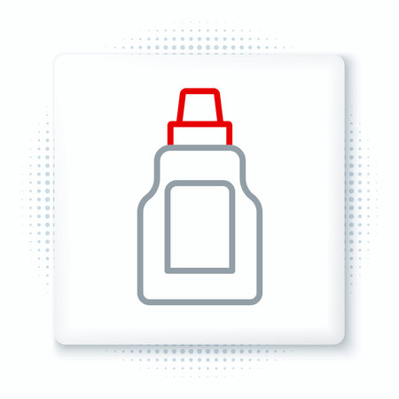 Line Plastic bottle for laundry detergent, bleach, dishwashing liquid or another cleaning agent icon isolated on white background. Colorful outline concept. Vector.のイラスト素材