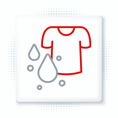 Line Dirty t-shirt icon isolated on white background. Colorful outline concept. Vector.のイラスト素材