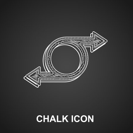 Chalk Arrow icon isolated on black background. Direction Arrowhead symbol. Navigation pointer sign. Vector.のイラスト素材