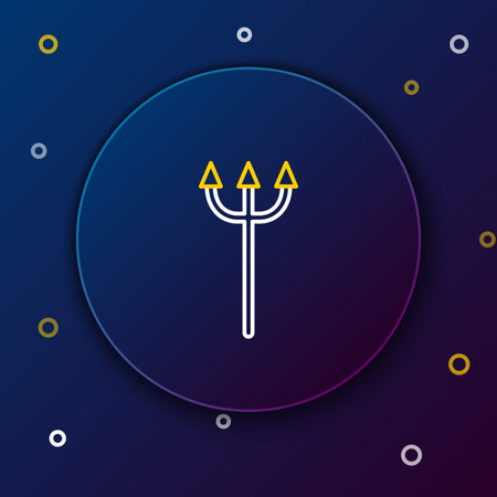 Line Neptune Trident icon isolated on blue background. Colorful outline concept. Vector.のイラスト素材