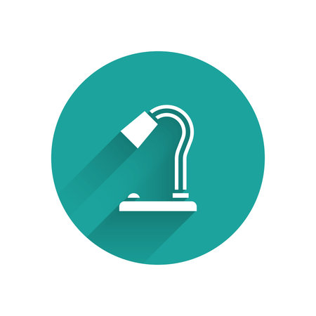 White Table lamp icon isolated with long shadow. Green circle button. Vector.のイラスト素材