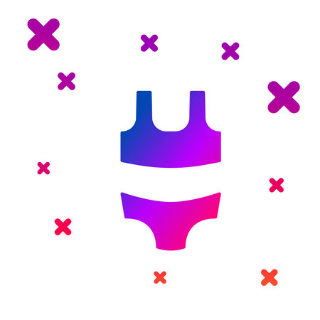 Color Summer beach swimsuit icon isolated on white background. Beach women fashion. Gradient random dynamic shapes. Vector.のイラスト素材