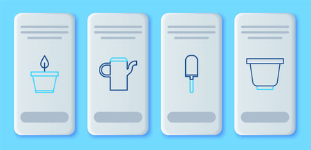 Set line Watering can Garden trowel spade or shovel Plant pot and Flower icon. Vector.のイラスト素材