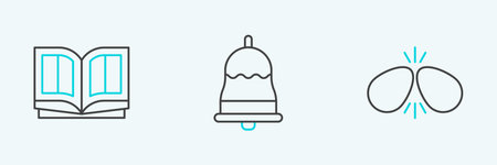 Set line Easter eggs Holy bible book and Ringing bell icon. Vector.のイラスト素材