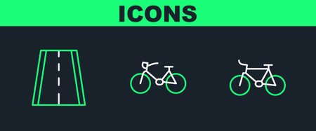 Set line Bicycle lane and icon. Vector.のイラスト素材