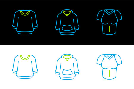 Set line T-shirt Sweater and Hoodie icon. Vector.のイラスト素材