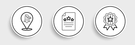 Set line Medal with star Eagle and Declaration of independence icon. Vector.のイラスト素材