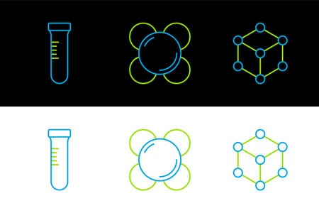 Set line Molecule Test tube and icon. Vector.のイラスト素材