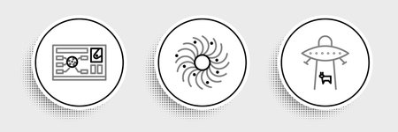 Set line Planet Futuristic hud interface and Black hole icon. Vector.のイラスト素材