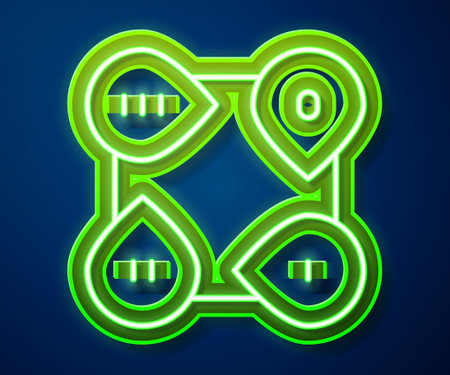 Glowing neon line Business presentation infographic element icon isolated on blue background. Vector.のイラスト素材