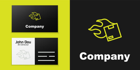 Logotype line Carton cardboard box icon isolated on black background. Box, package, parcel sign. Delivery and packaging. Logo design template element. Vector.のイラスト素材