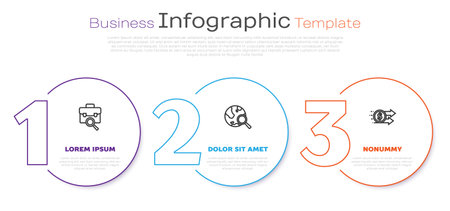 Set line Work search Search globe and Financial growth dollar. Business infographic template. Vector.のイラスト素材