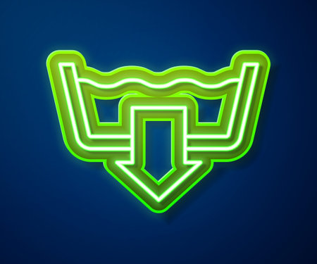 Glowing neon line Washing modes icon isolated on blue background. Temperature wash. Vector.のイラスト素材