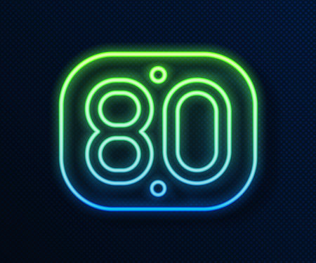 Glowing neon line 80s Retro icon isolated on blue background. Eighties poster. Vector.のイラスト素材