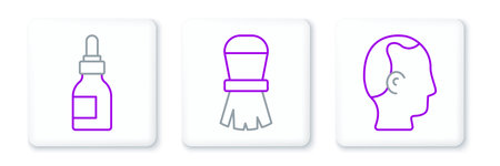 Set line Baldness Oil bottle and Shaving brush icon. Vector.のイラスト素材