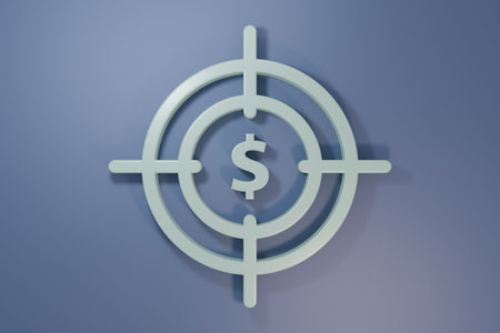 Gray Target with dollar symbol icon isolated on purple-blue background. Investment target icon....