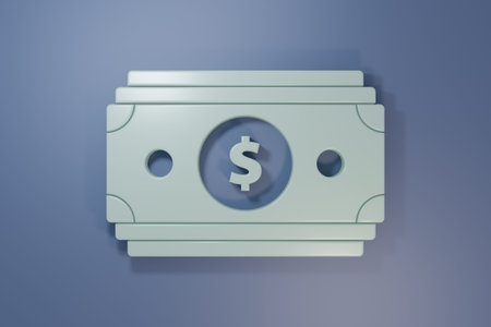 Gray Stacks paper money cash icon isolated on purple-blue background. Money banknotes stacks. Bill...