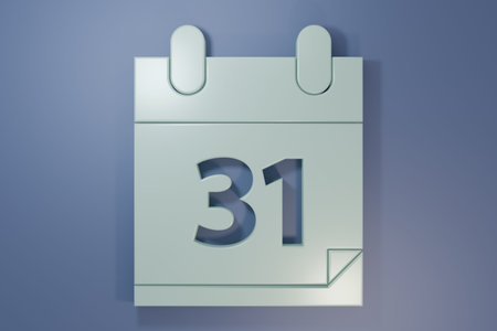 Gray Calendar with Halloween date 31 October icon isolated on purple-blue background. Happy...